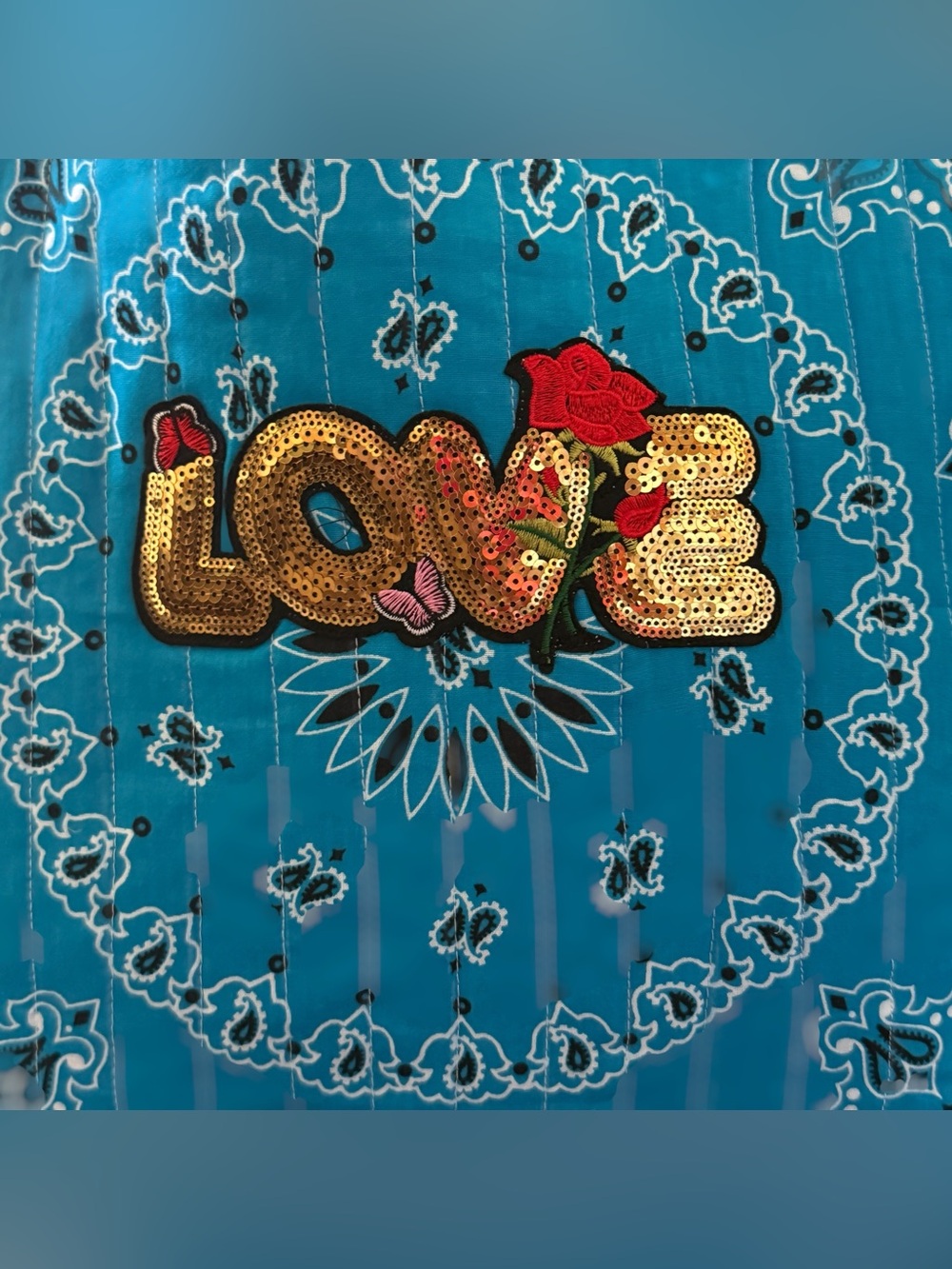 WHERE DID YOU GET THAT BAG Handmade Quilted Bandana Bag Turquoise & Pink - Picture 13 of 16